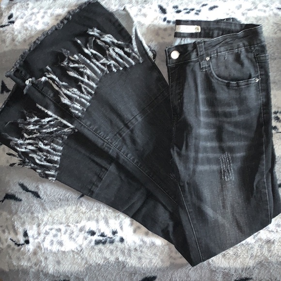 MODA LUXE Fringe Flair Black Jeans — 6 - Picture 2 of 12